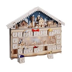 Solight LED adventný kalendár - horská chata,  10x LED, 50x40cm, 2x AA