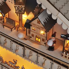 Solight LED adventný kalendár - horská chata,  10x LED, 50x40cm, 2x AA