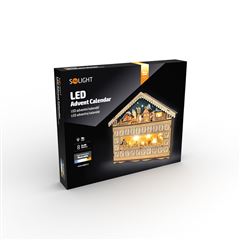 Solight LED adventný kalendár - horská chata,  10x LED, 50x40cm, 2x AA