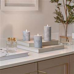 Solight sada LED sviečok s časovačom, 3ks, 10/13/15cm, sivá, 2x AA 