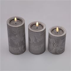 Solight sada LED sviečok s časovačom, 3ks, 10/13/15cm, sivá, 2x AA 