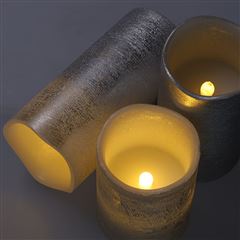 Solight sada LED sviečok, 3ks, 10/13/16cm, strieborná, 3x AAA 