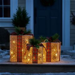 Solight sada 3 LED vianočných darčekov, 48x LED, IP44