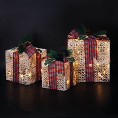 Solight sada 3 LED vianočných darčekov, 48x LED, IP44