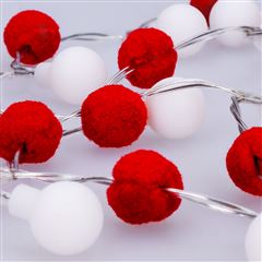 Solight LED vianočná retiazka červená-biela, 20x LED, 1,5m, 2xAA