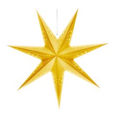 Solight LED vianočná hviezda zlatá, závesná, časovač, 60cm, 20x LED, 2x AA