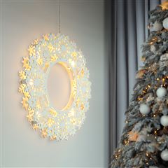 Solight LED drevený vianočný veniec, 10x LED, biela, 30cm, časovač, 2x AA