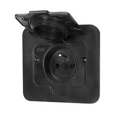 Solight vstavaná podlahová zásuvka, IP55, matná čierna, obdĺžnikové viečko