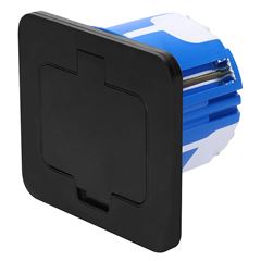 Solight vstavaná podlahová zásuvka, IP55, matná čierna, obdĺžnikové viečko