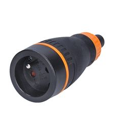 Solight zásuvka do vlhka, priama, IP40, čierna-oranžová