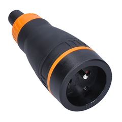 Solight zásuvka do vlhka, priama, IP40, čierna-oranžová