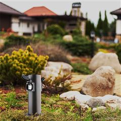 Solight záhradný stĺpik IP44, nerez oceľ, 2 zásuvky, valec, čierny