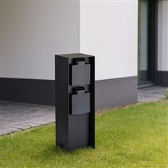 Solight záhradný stĺpik IP44, hliník, 2 zásuvky, čierny