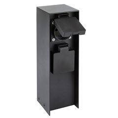 Solight záhradný stĺpik IP44, hliník, 2 zásuvky, čierny