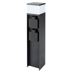 Solight záhradný stĺpik IP44 s LED osvetlením, hliník, 2 zásuvky, čierny