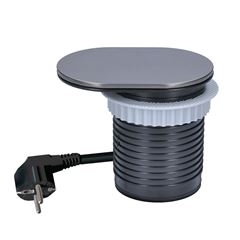 Solight 1z + USB A+C 20W PD vstavaná zásuvka s posuvným viečkom, 2m, strieborná