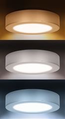 Solight LED mini panel kúpeľňový 2v1, 3CCT, podhľadový / prisadený, 12W, 1020lm, IP54, strieborna, okrúhly