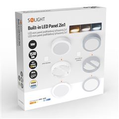 Solight LED mini panel kúpeľňový 2v1, 3CCT, podhľadový / prisadený, 18W, 1530lm, IP54, biela, okrúhly