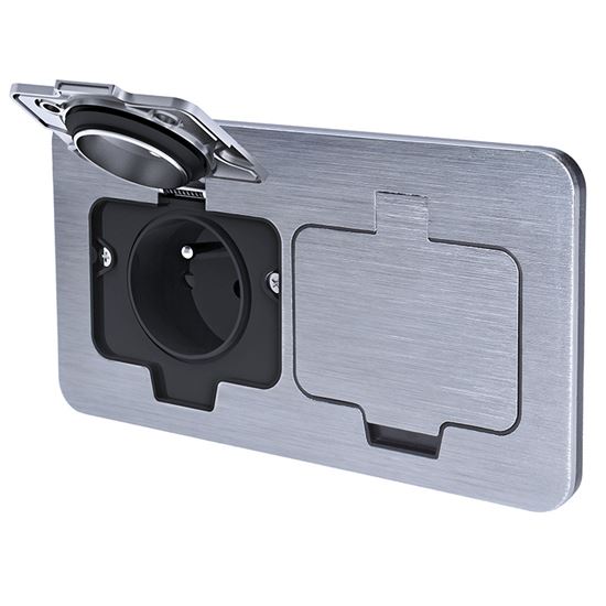 Solight vstavaná podlahová dvojzásuvka, IP55, okrúhle viečko