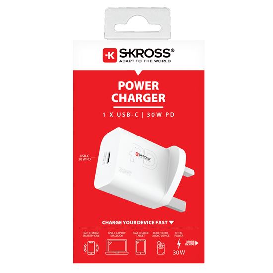 SKROSS USB-C nabíjací adaptér Power Charger 30W UK, Power Delivery, typ G
