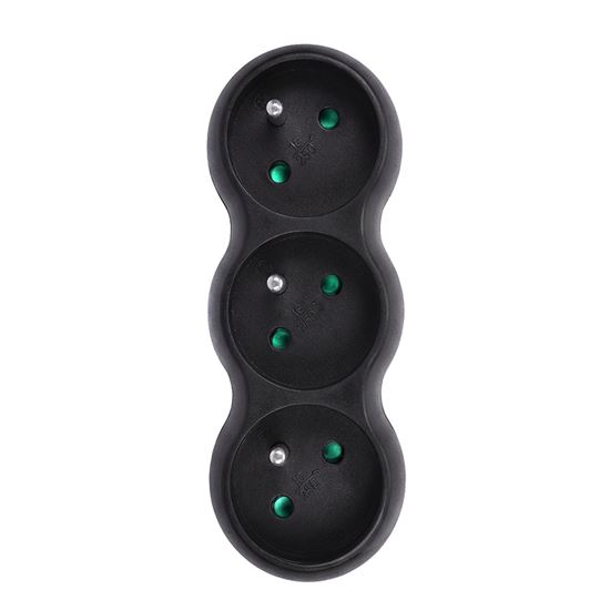 Solight rozbočovač s podperou, 3 x 10A, matný čierny