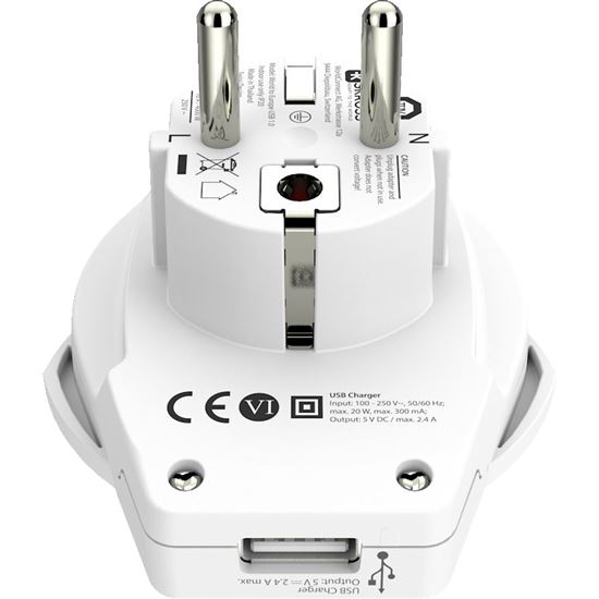 SKROSS cestovný adaptér Europe USB pre cudzincov v SR, USB-A 12W, typ E/F