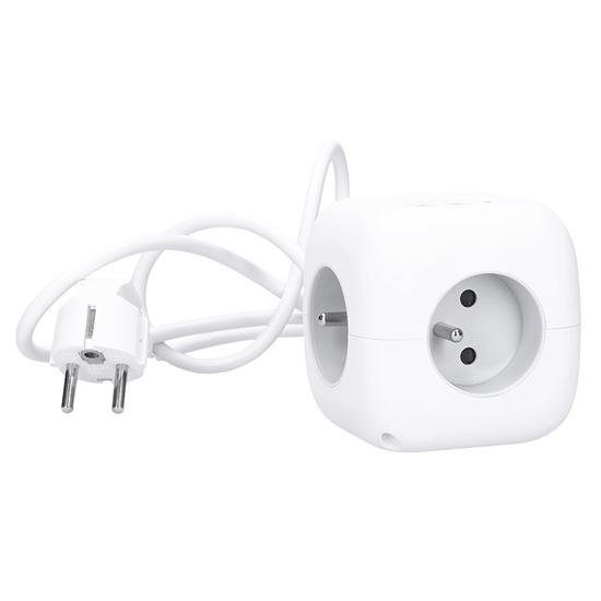Solight 3z + USB A+C predlžovací prívod - kocka, 2m, 3 x 1mm2, biely, vypínač