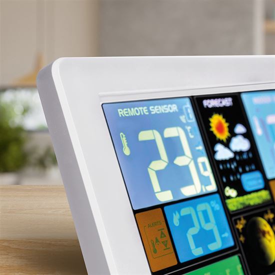 Solight meteostanica, extra veľký farebný LCD, teplota, vlhkosť, tlak, RCC, USB nabíjanie, biela