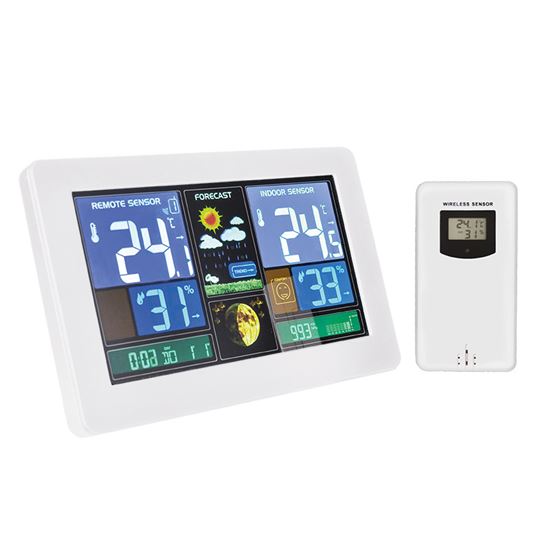 Solight meteostanica, extra veľký farebný LCD, teplota, vlhkosť, tlak, RCC, USB nabíjanie, biela