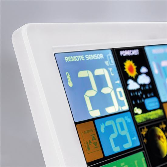 Solight meteostanica, extra veľký farebný LCD, teplota, vlhkosť, tlak, RCC, USB nabíjanie, biela