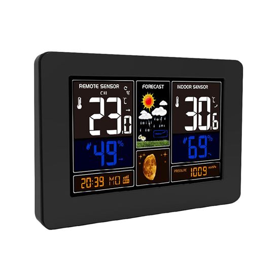Solight meteostanica, aplikácia Smart Life, extra veľký farebný LCD, teplota, vlhkosť, tlak, USB nabíjanie, čierna