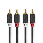 Nedis stereo audio kábel, 2x RCA konektor - 2x RCA konektor, pozlátený, 2m