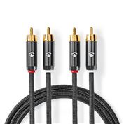 Nedis stereo audio kábel, 2x RCA konektor - 2x RCA konektor, pozlátený, 2m