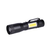 Solight LED kovové svietidlo, 150+60lm, 3W + COB, AA, čierna