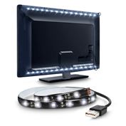 Solight LED pásik pre TV, 100cm, USB, vypínač, studená biela