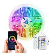 Solight wifi Smart LED svetelný pás, RGB, 5m, sada s adaptérom a dialkovým ovladačom