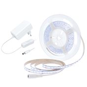 Solight LED COB pásik, sada s adaptérom, vypínač, 5m, 8W/m, 800lm/m, studená biela