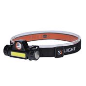 Solight LED čelové nabíjacie svietidlo, 3W + COB, 150lm + 60lm, Li-Ion