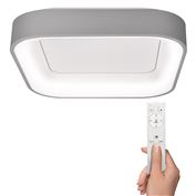 Solight LED stropné svetlo štvorcové Treviso, 48W, 2880lm, stmievateľné, diaľkové ovládanie, sivá