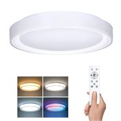 Solight LED osvetlenie s diaľkovým ovládačom Floco, 30W + 6W RGB, 2100lm, 40cm, zmena chromatickosti, stmievateľná