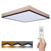 Solight LED ceiling lighting with remote control, square, wood decor, 3000lm, 40W, 45x45cm