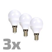 ECOLUX LED žiarovka Ecolux 3-pack, miniglobe, 6W, E14, 3000K, 450lm, biele prevedenie, 3ks