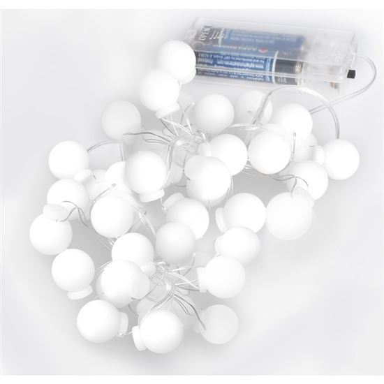 Solight LED vianočná reťaz farebné gule, 40x LED, 4m, 2x AA