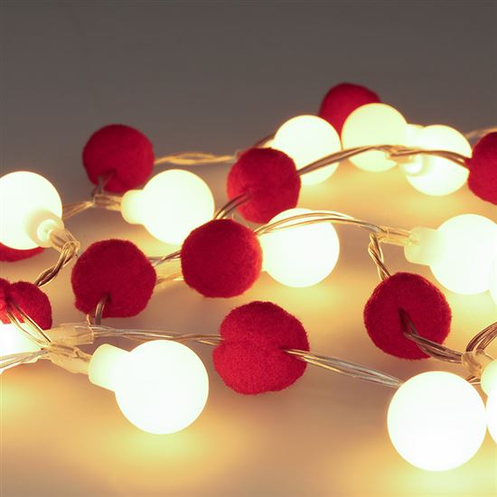 Solight LED vianočná retiazka červená-biela, 20x LED, 1,5m, 2xAA