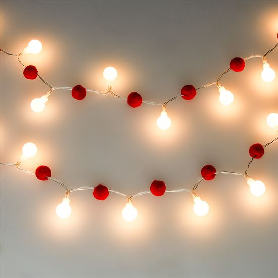 Solight LED vianočná retiazka červená-biela, 20x LED, 1,5m, 2xAA