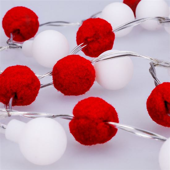 Solight LED vianočná retiazka červená-biela, 20x LED, 1,5m, 2xAA