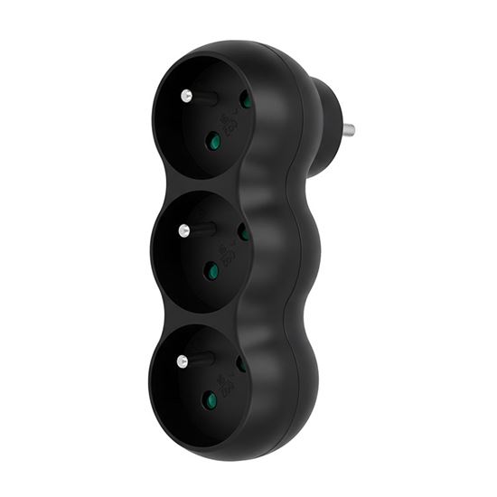 Solight rozbočovač s podperou, 3 x 10A, matný čierny