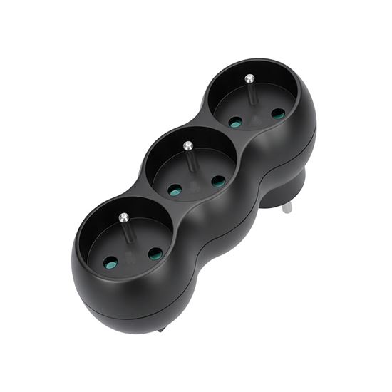 Solight rozbočovač s podperou, 3 x 10A, matný čierny
