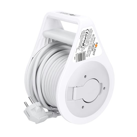 Solight predlžovací prívod na bubne 10m, 3 zásuvky, sivý kábel, 3x 1,5mm2