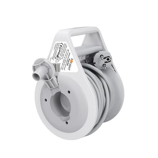 Solight predlžovací prívod na bubne 10m, 3 zásuvky, sivý kábel, 3x 1,5mm2